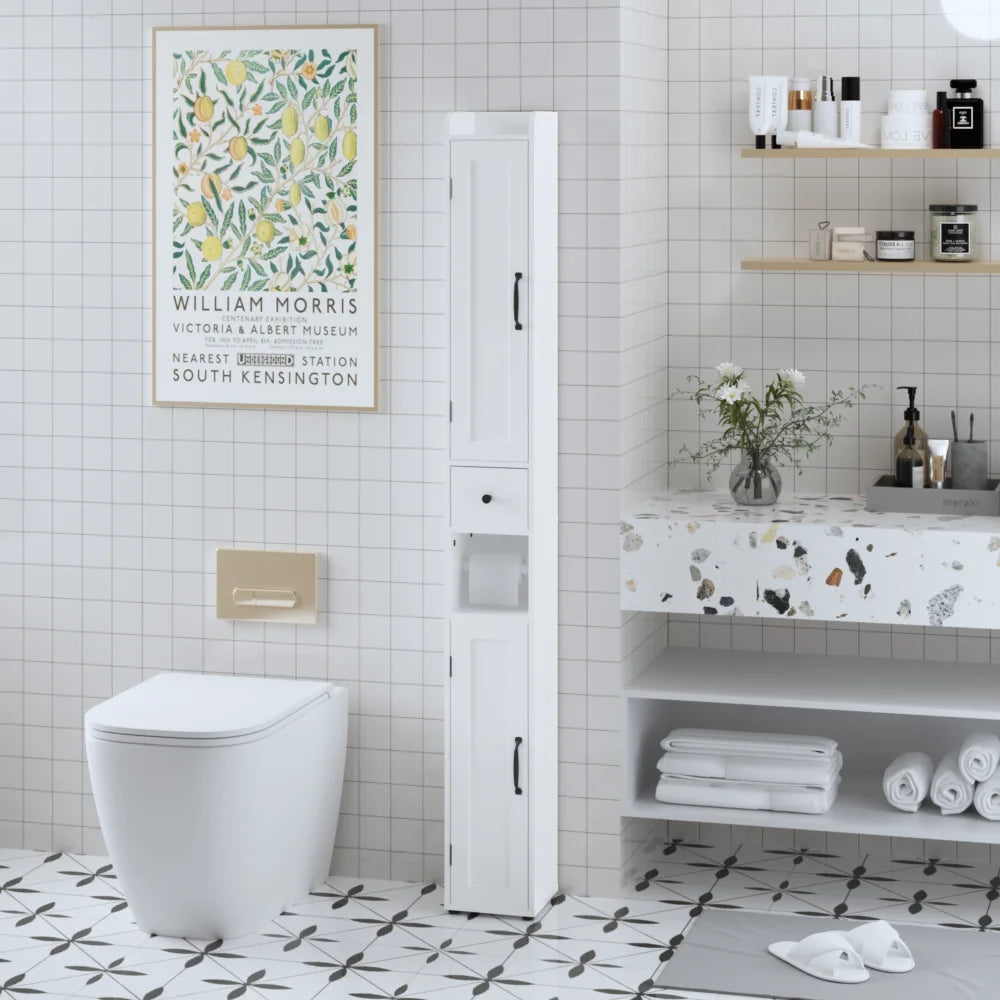 Orraves Slim Freestanding Bathroom Cabinet With 2 Doors