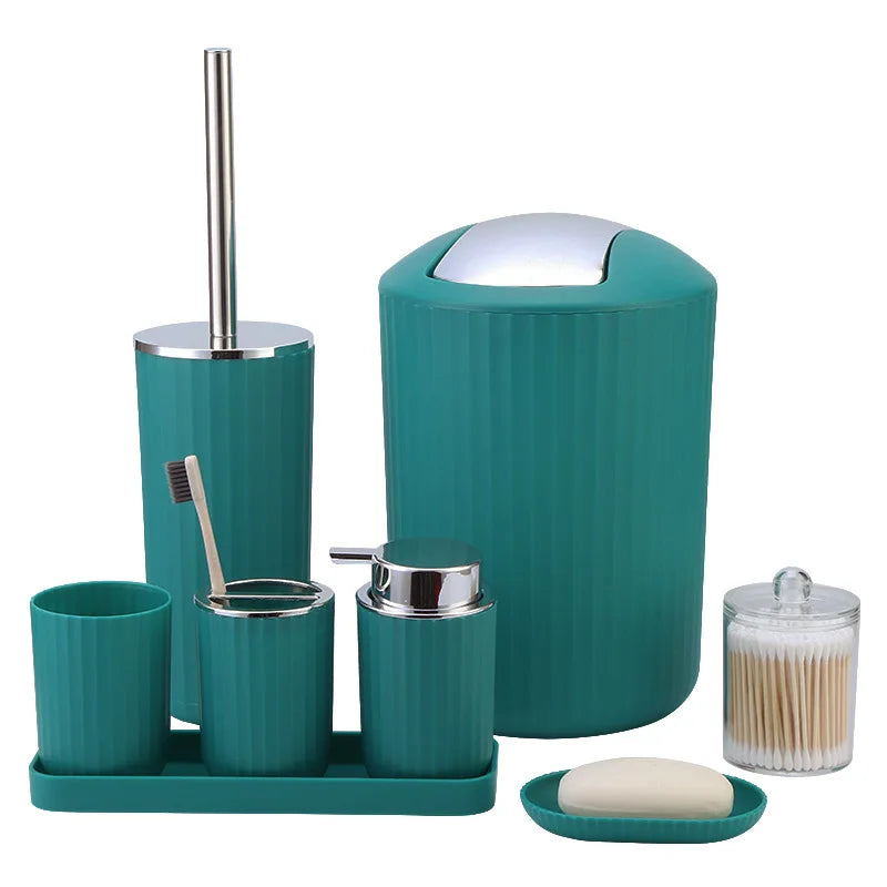 Plastic Bathroom Set With Toothbrush Holder Soap Box Toilet Brush