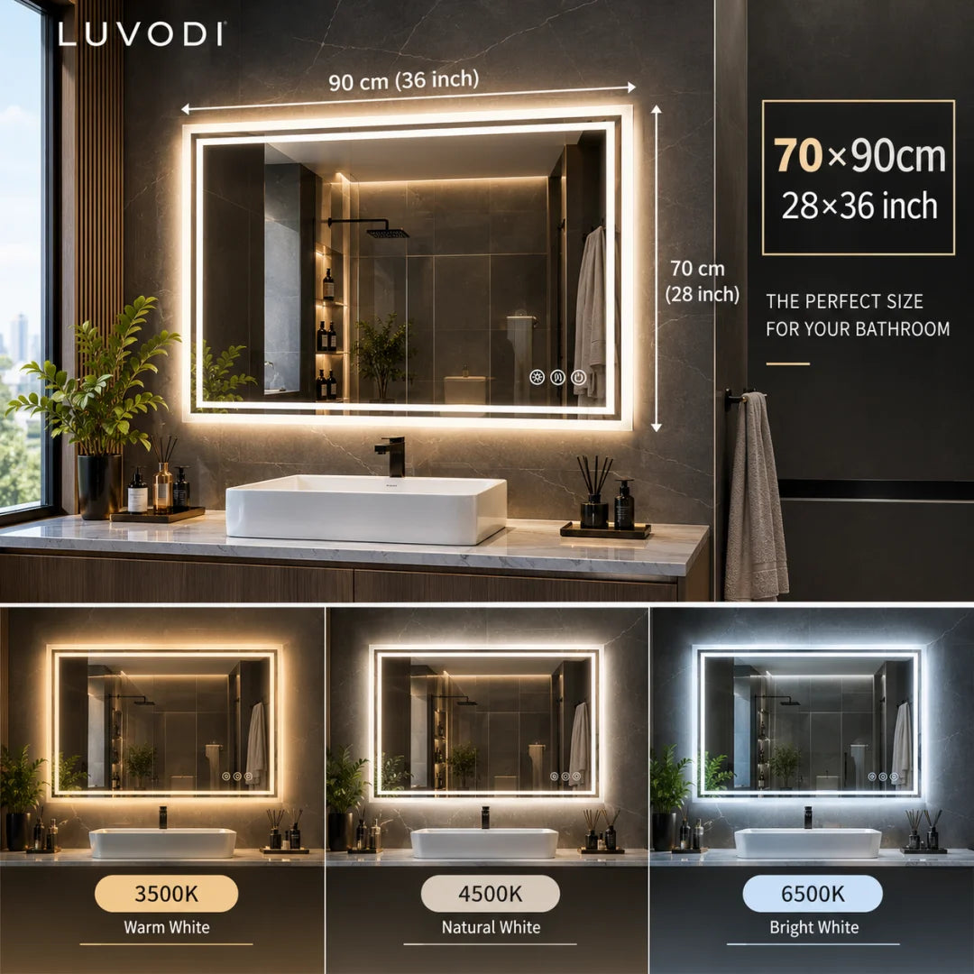 Luvodi Frameless Led Vanity Mirror With Anti Fog Touch Control