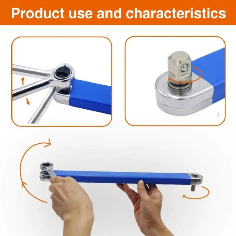 Compact Offset Extension Wrench Adapter for Automotive Socket Ratchets