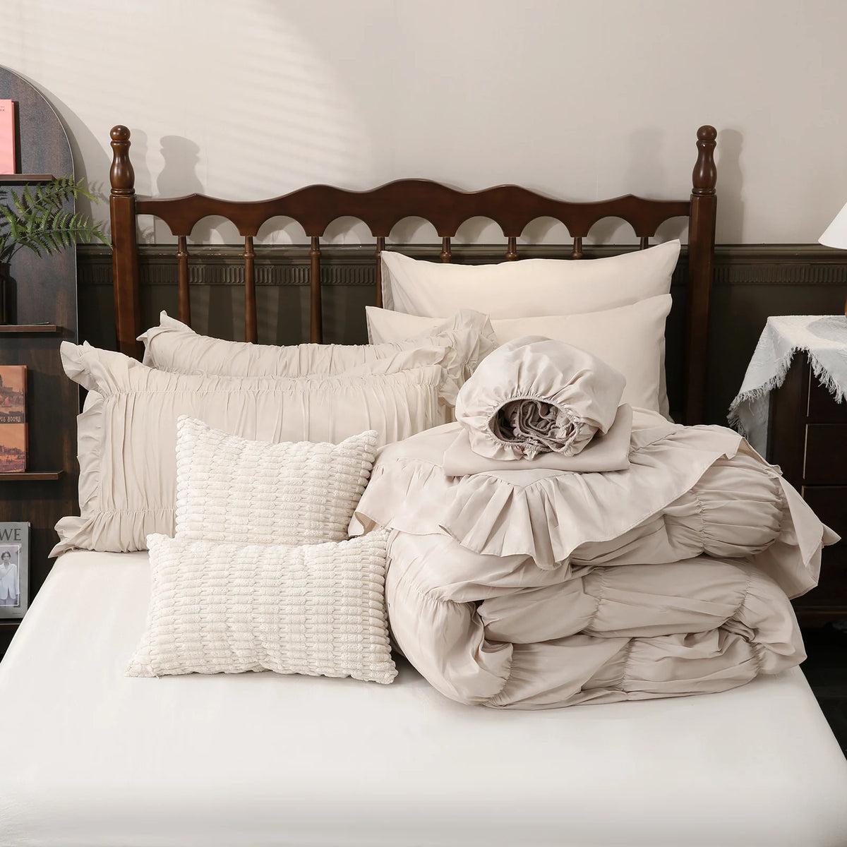 Fluffy Boho Ruffle Comforter Set Includes Sheets And Shams