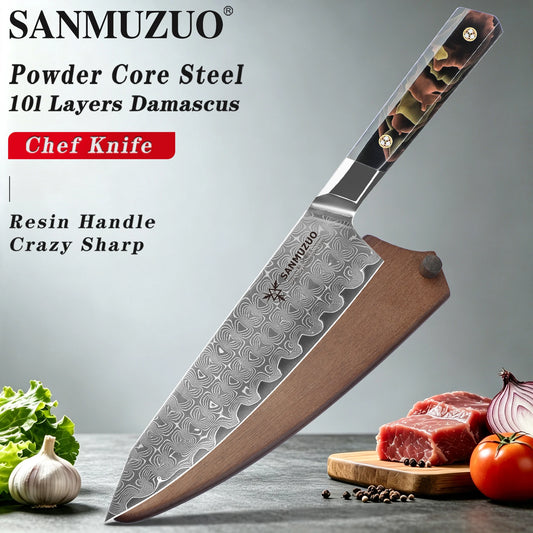 Sanmuzuo Damascus Steel Chef Knife With Comfortable Resin Handle