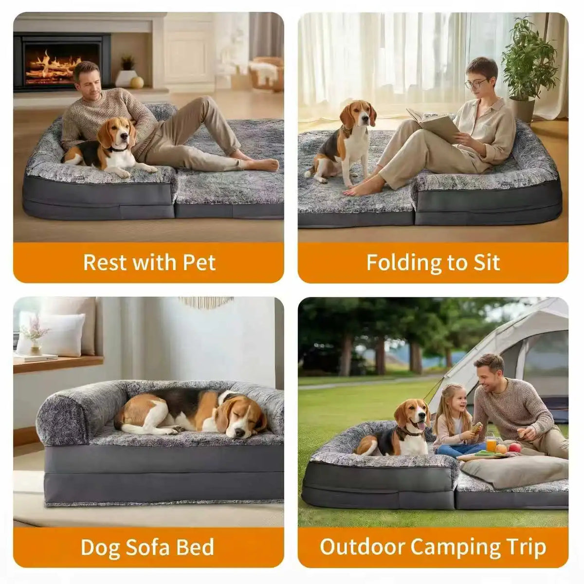 Bingopaw Orthopedic Foldable Human Pet Bed With Washable Cover