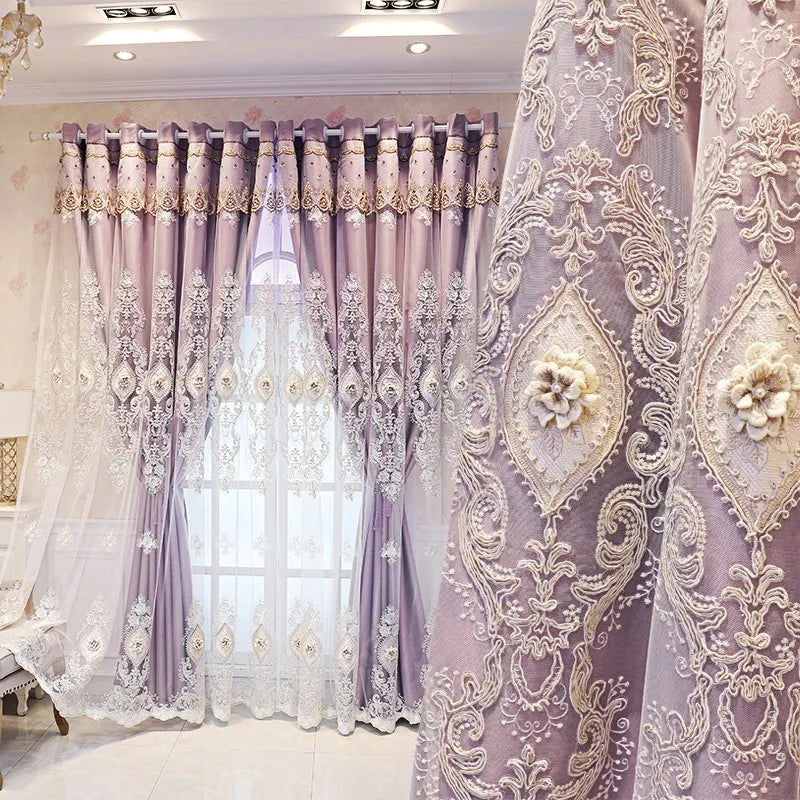 Luxury Embroidered Curtains With High Shading Design For Home