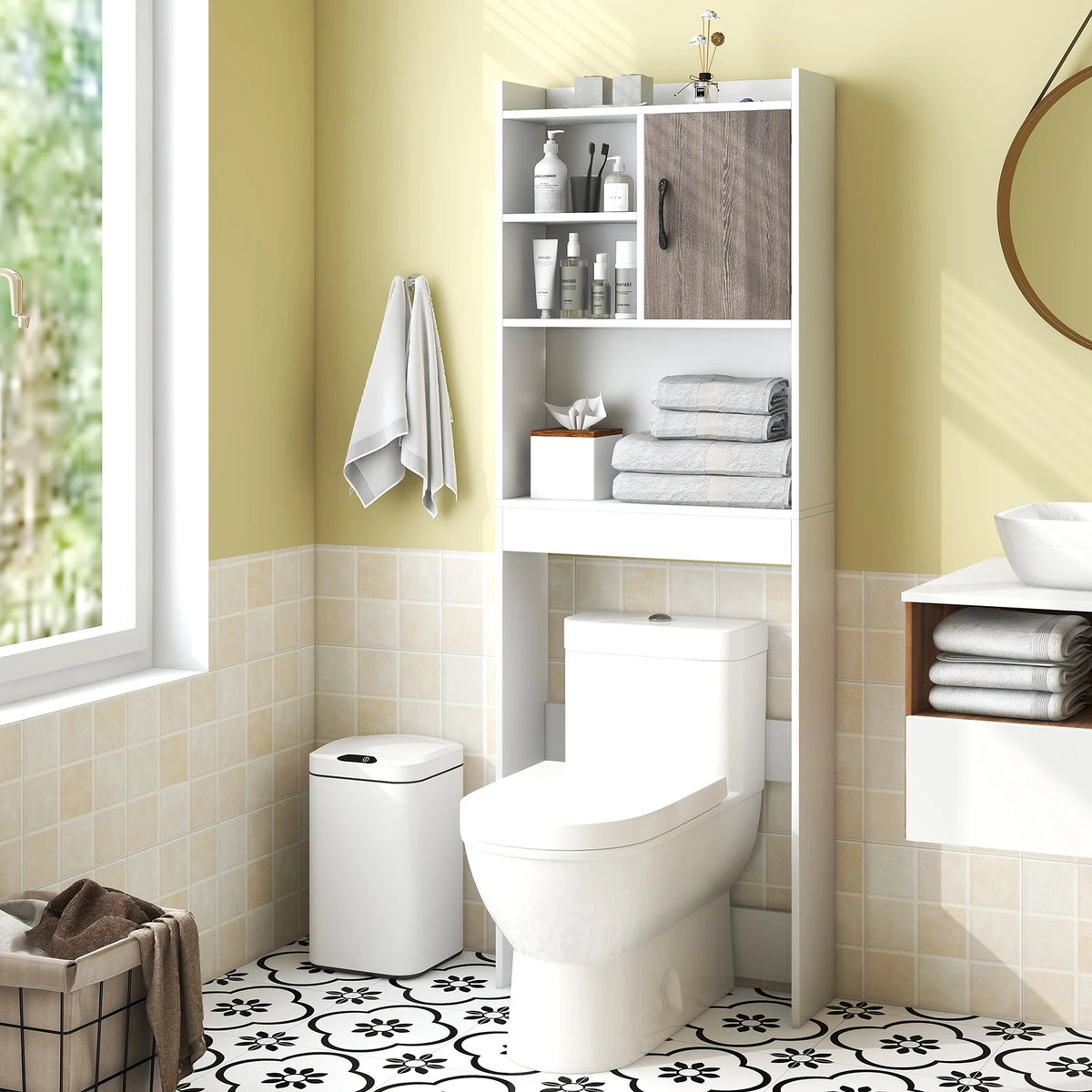 HOMASIS Over The Toilet Storage Cabinet With Shelves And Door