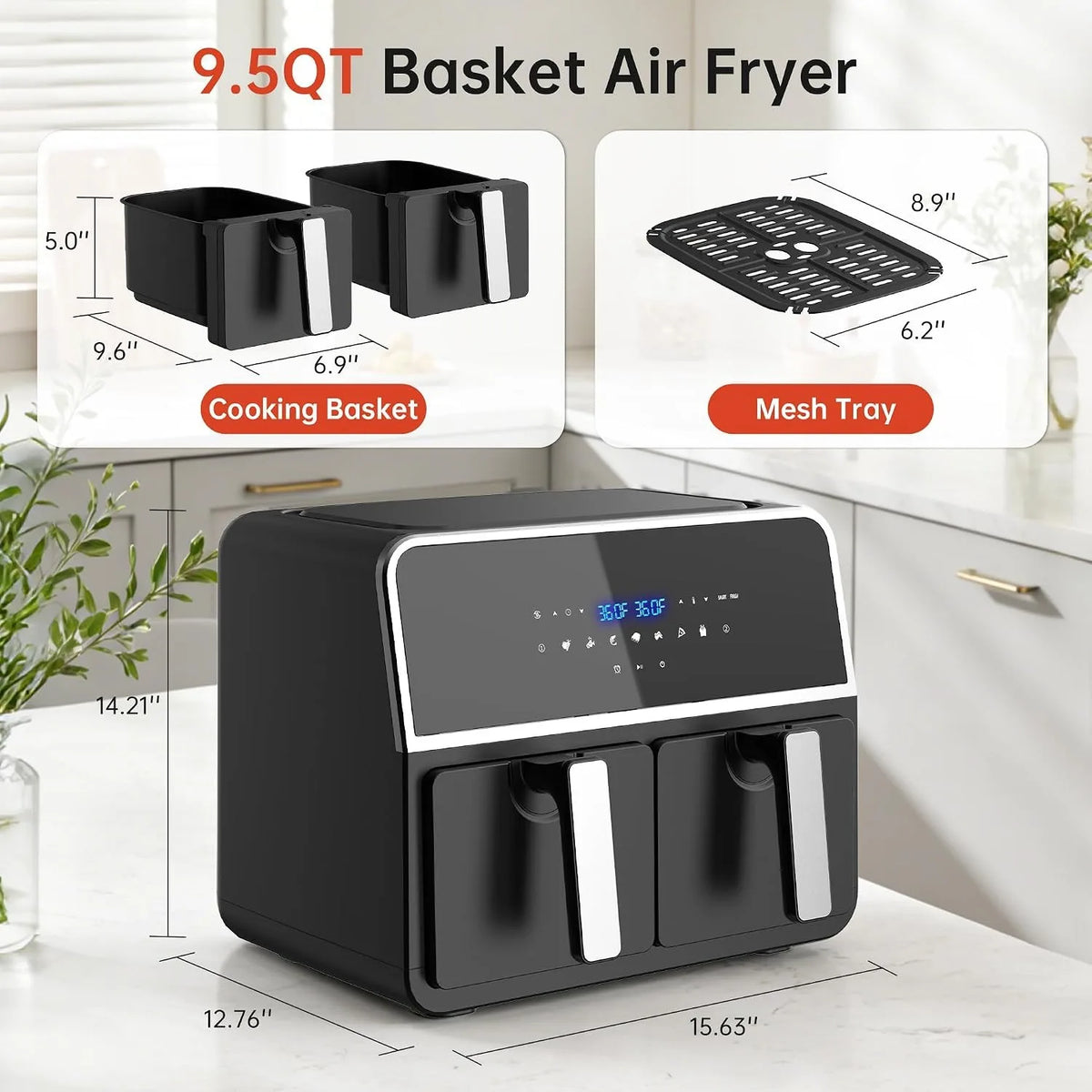 Dual Basket Air Fryer Seven In One With Digital Display