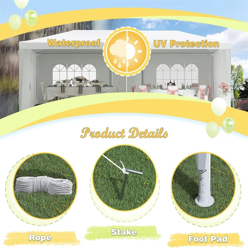 Tooluck Heavy Duty Party Gazebo With Waterproof Canopy And Sidewalls