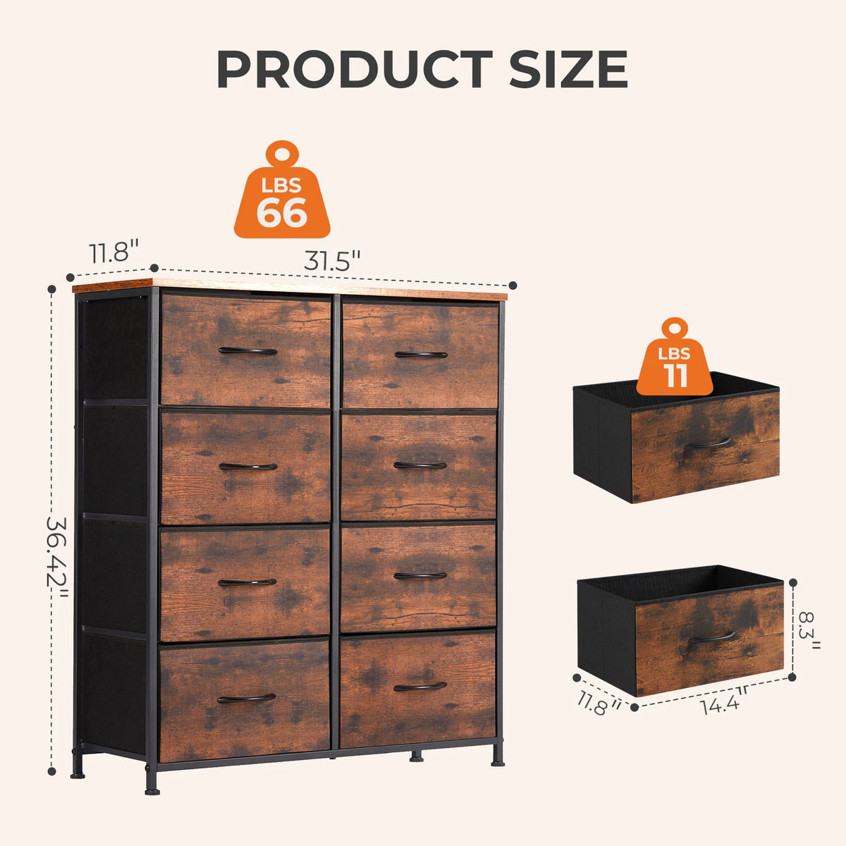 MCQ Modern Eight Drawer Fabric Storage Cabinet For Living Room