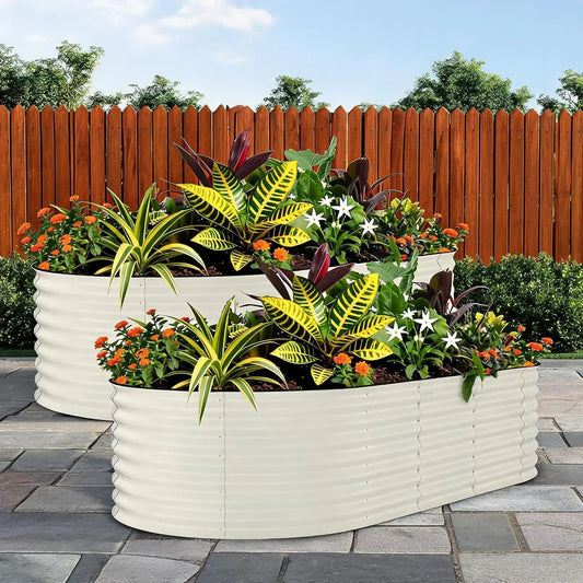 Galvanized Steel Oval Planter Box For Outdoor Garden Planting