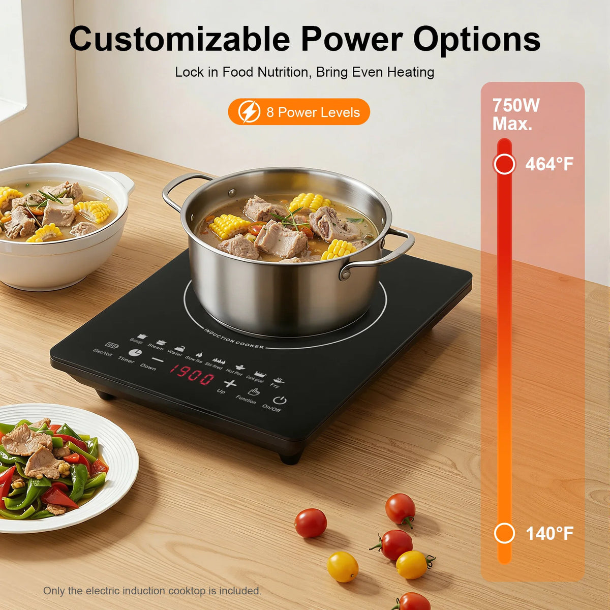 Sweetmile Portable Induction Cooktop With Eight Power Levels And Timer