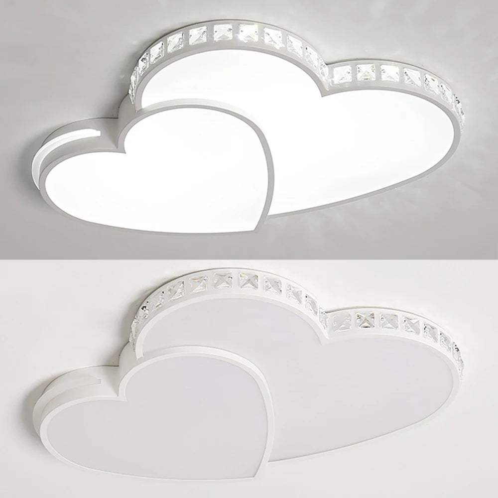 Heart Shaped Crystal LED Flush Mount Ceiling Light for Bedrooms