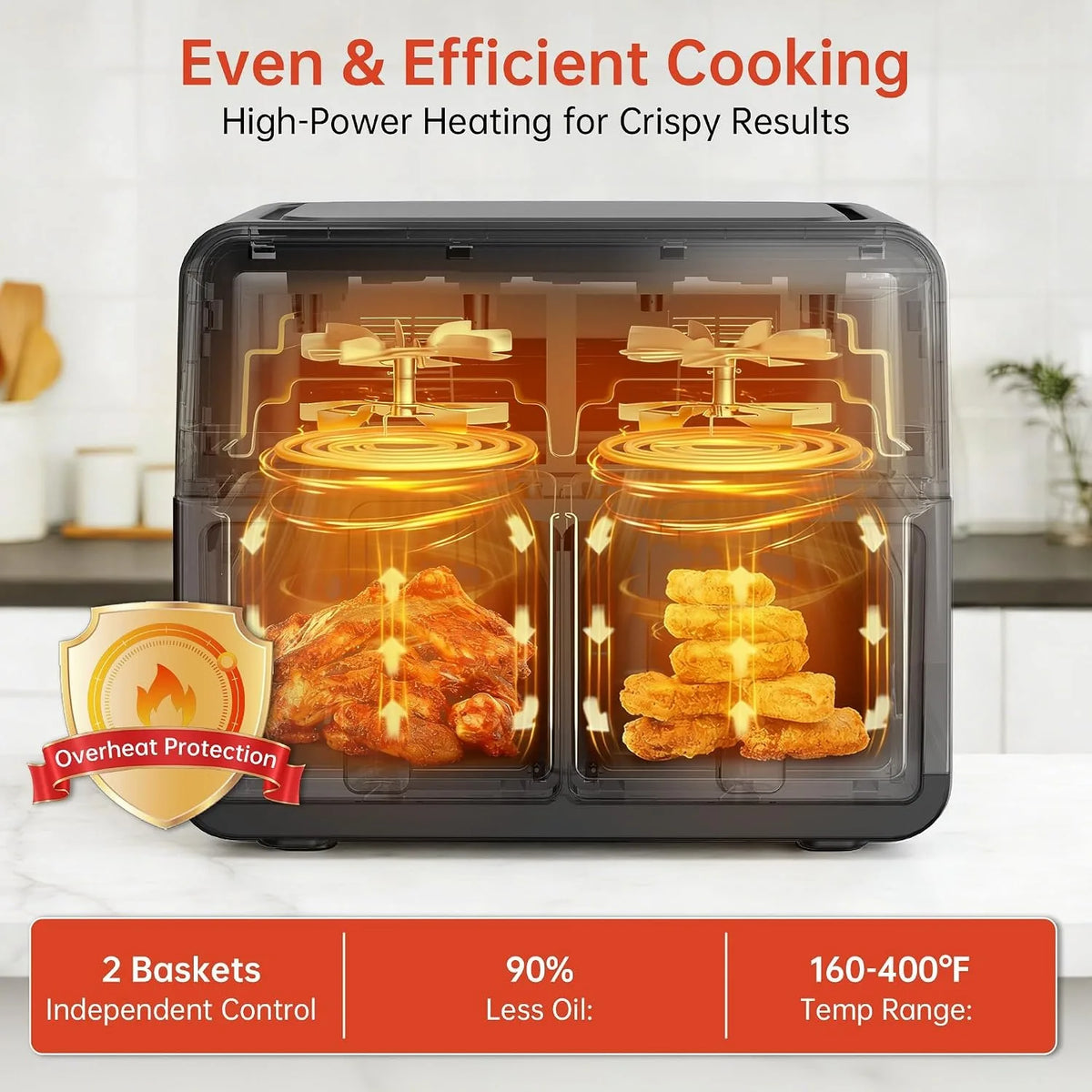 Dual Basket Air Fryer Seven In One With Digital Display