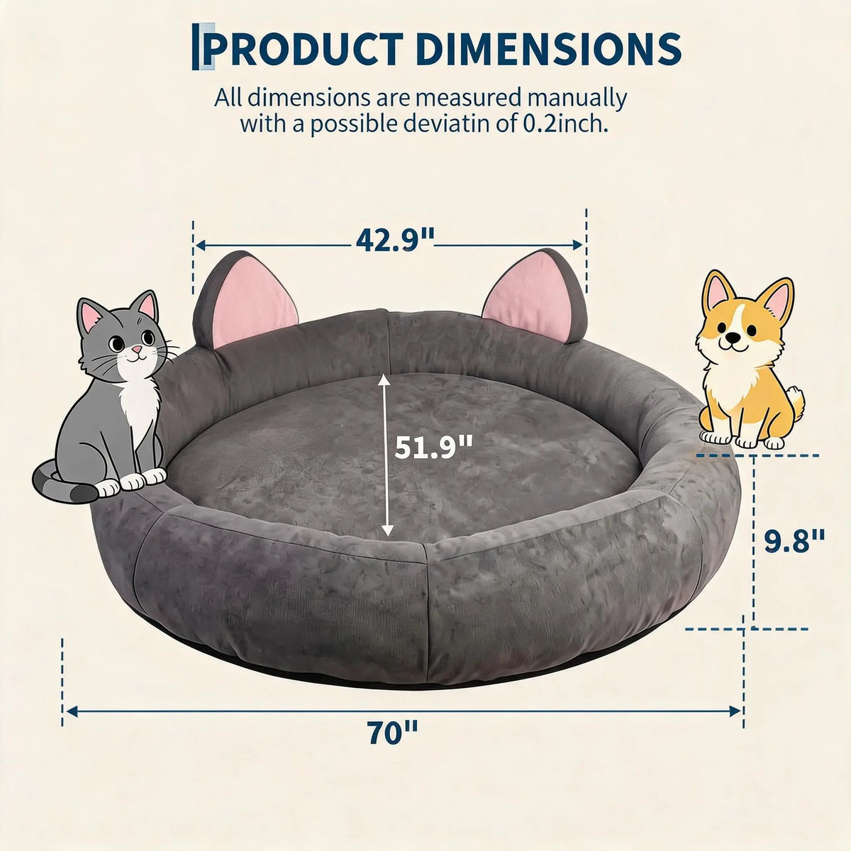 HiMISS Orthopedic Memory Foam Dog Bed With Washable Cover