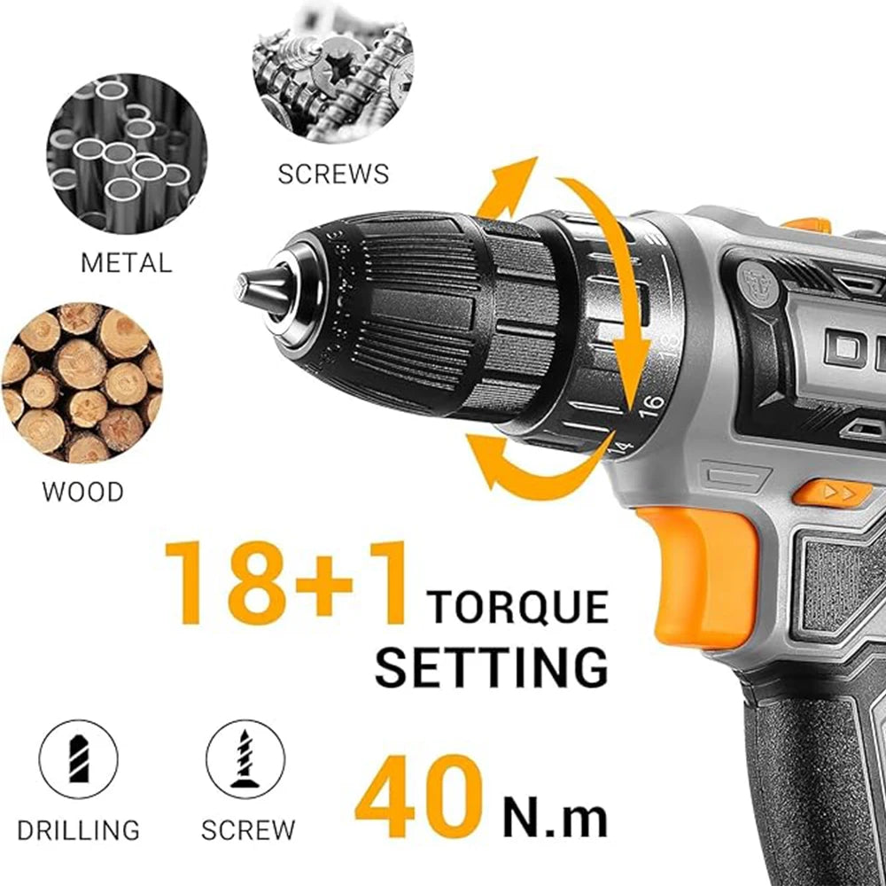 DEKO Womens Cordless Drill Driver Kit With Battery And Charger