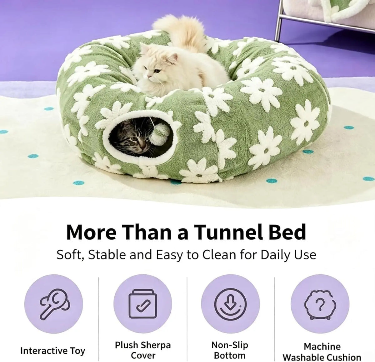 Floral Padded Foldable Tunnel Bed Designed For Dachshunds