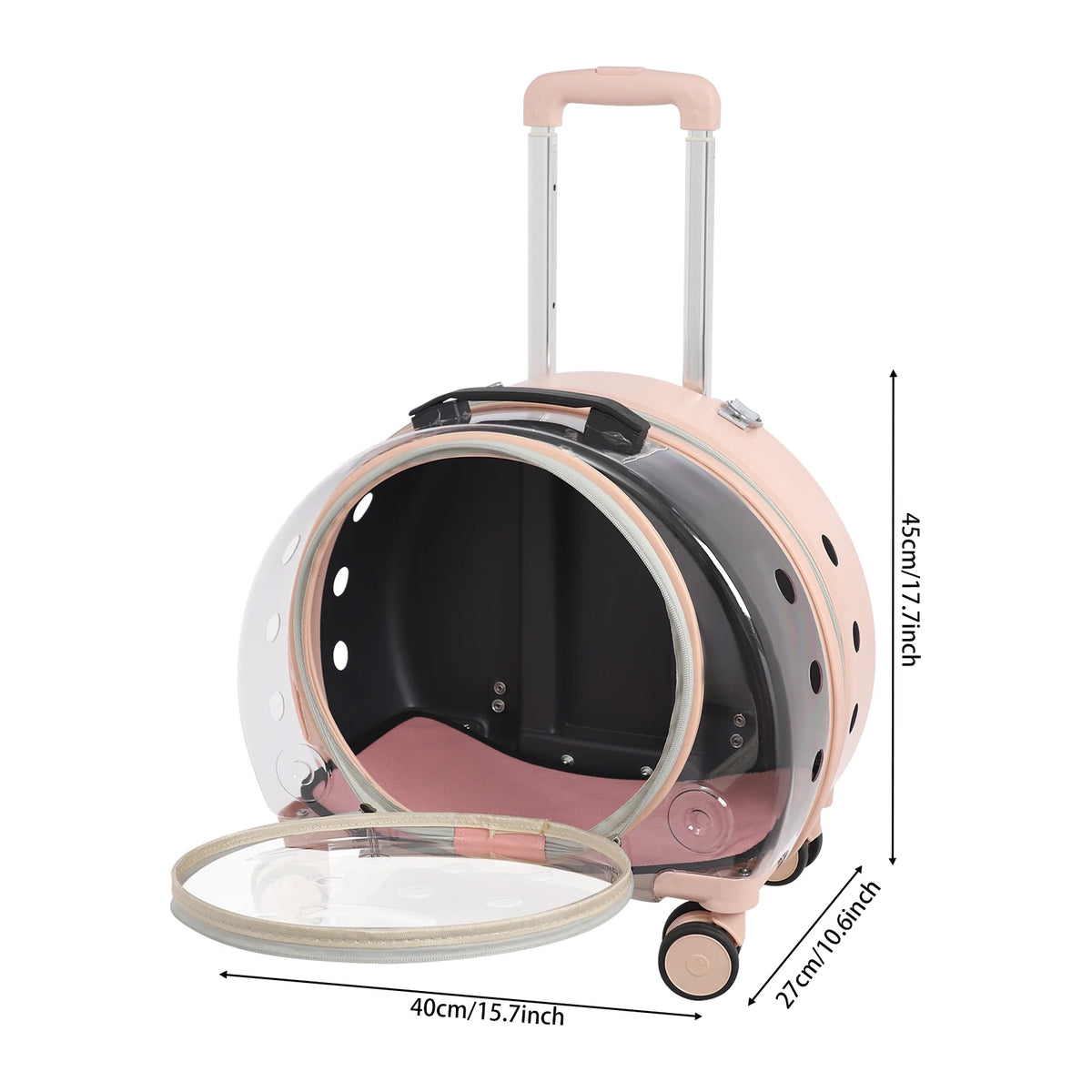 Clear Acrylic Wheeled Pet Travel Suitcase With Telescopic Handle