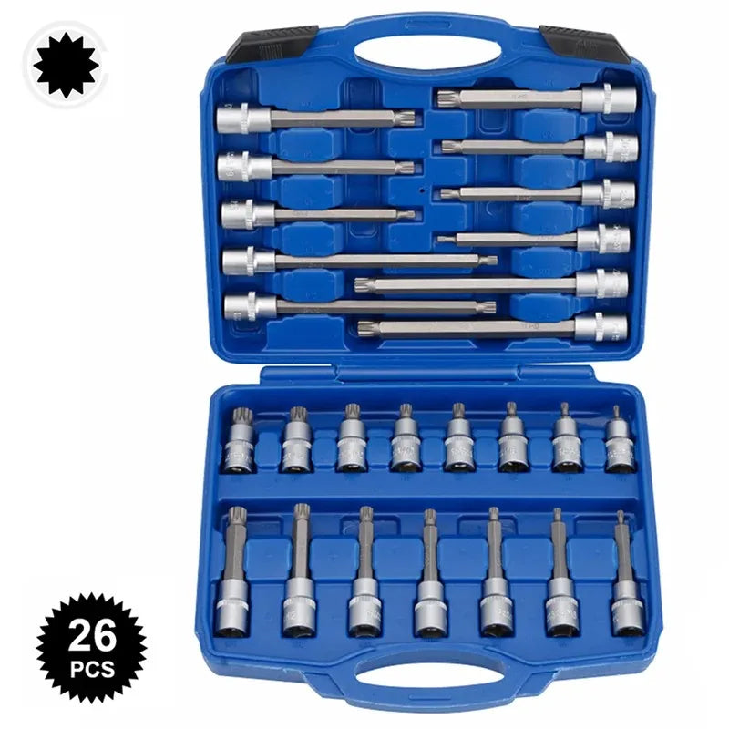 Extended Socket Sleeve Set With External Torx Wrench Heads