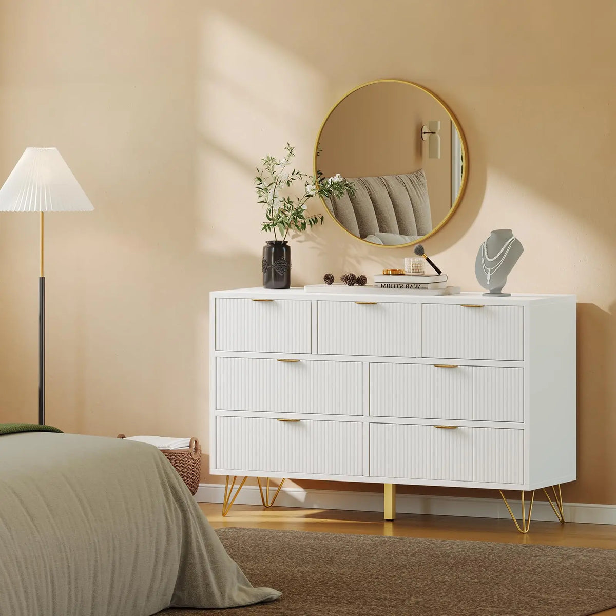 HiMiss Contemporary Seven Drawer Wooden Storage Cabinet
