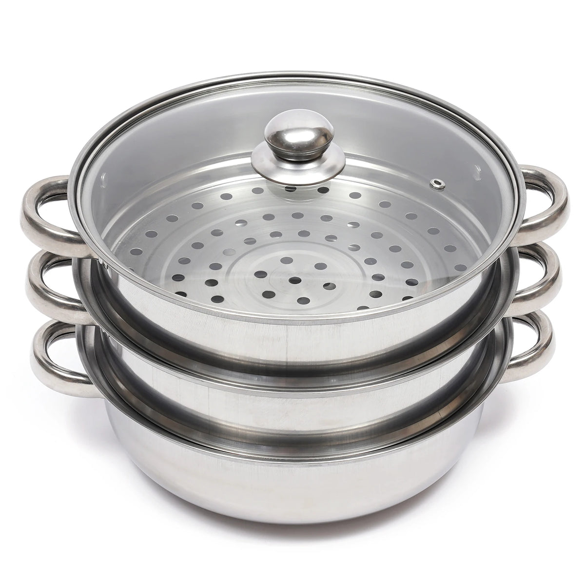 Bymaocar Stainless Steel Three Tier Food Steamer With Lid