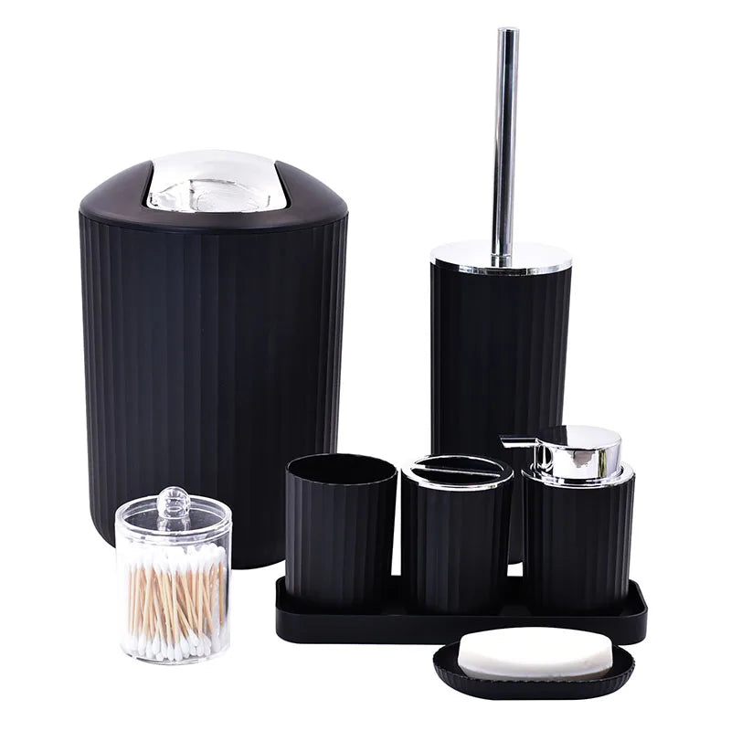 Plastic Bathroom Set With Toothbrush Holder Soap Box Toilet Brush