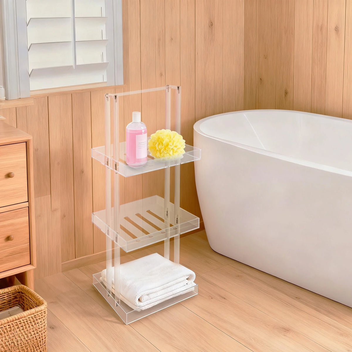 Bymaocar Three Tier Acrylic Shower Organizer Freestanding Corner Caddy